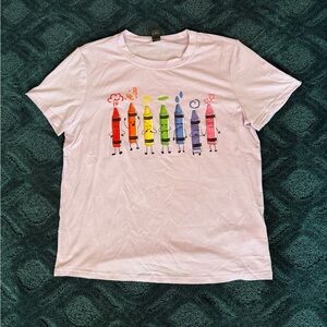 SHEIN Colorful Crayon Graphic Tee - White